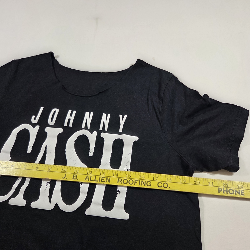 Johnny Cash Graphic Tee in Black Short Sleeve Large Women's Raw Neck - Picture 3 of 4